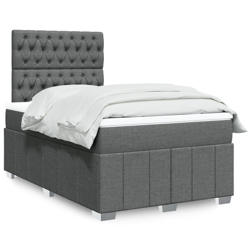 Pat box spring cu saltea, gri închis, 120x200 cm, textil