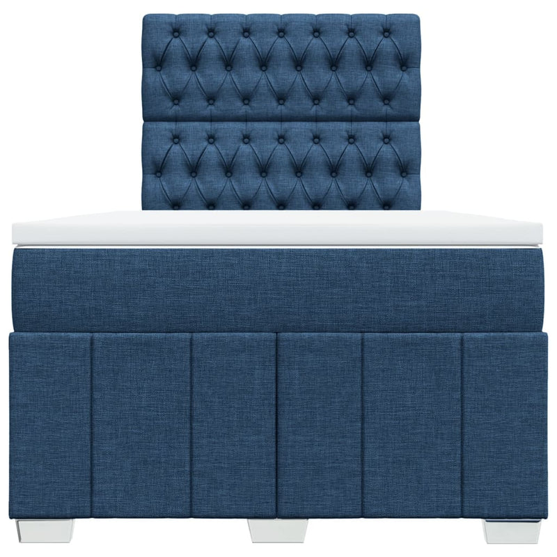 Pat box spring cu saltea, albastru, 120x200 cm, textil