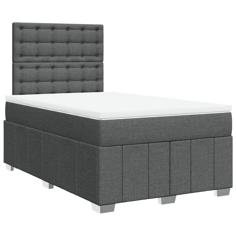 Pat box spring cu saltea, gri închis, 120x200 cm, textil