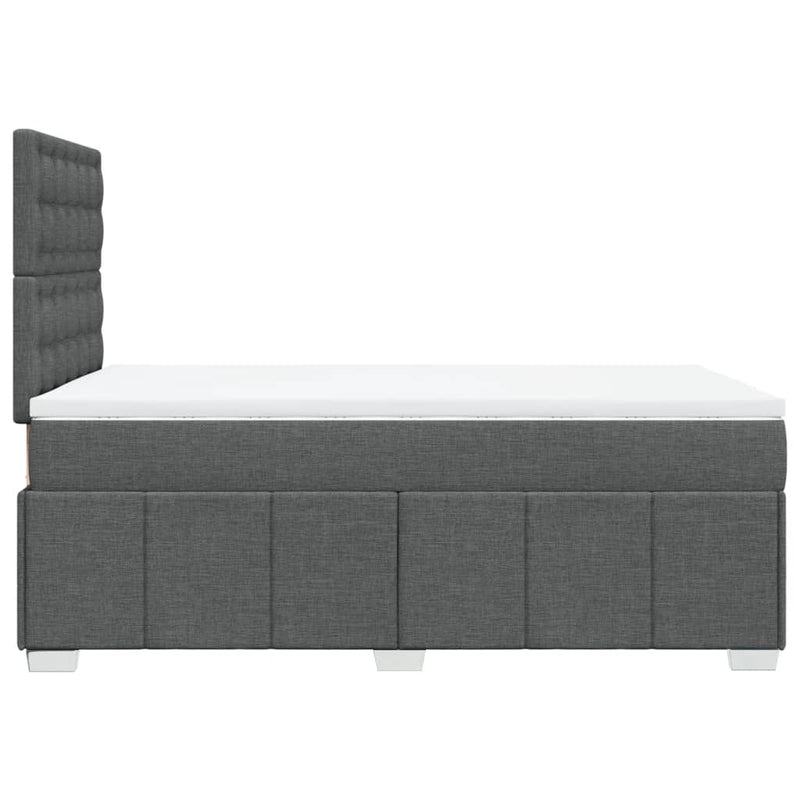 Pat box spring cu saltea, gri închis, 120x200 cm, textil