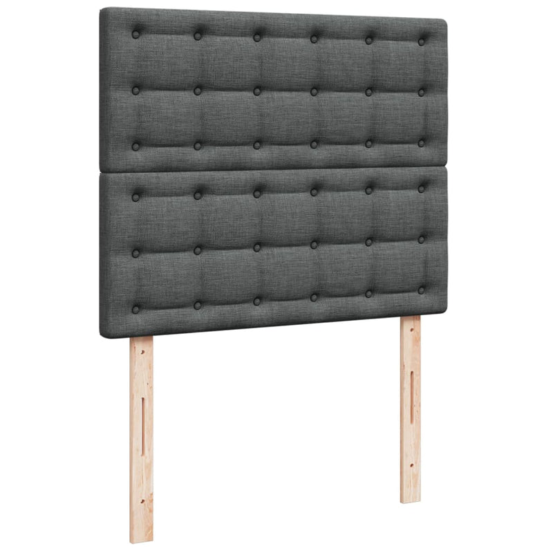 Pat box spring cu saltea, gri închis, 120x200 cm, textil