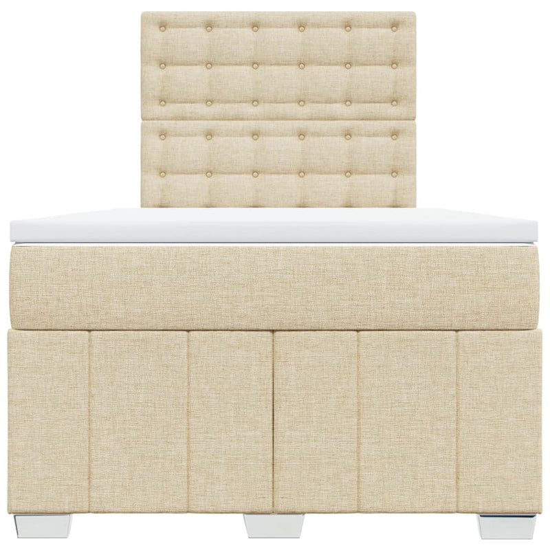 Pat box spring cu saltea, crem, 120x200 cm, textil