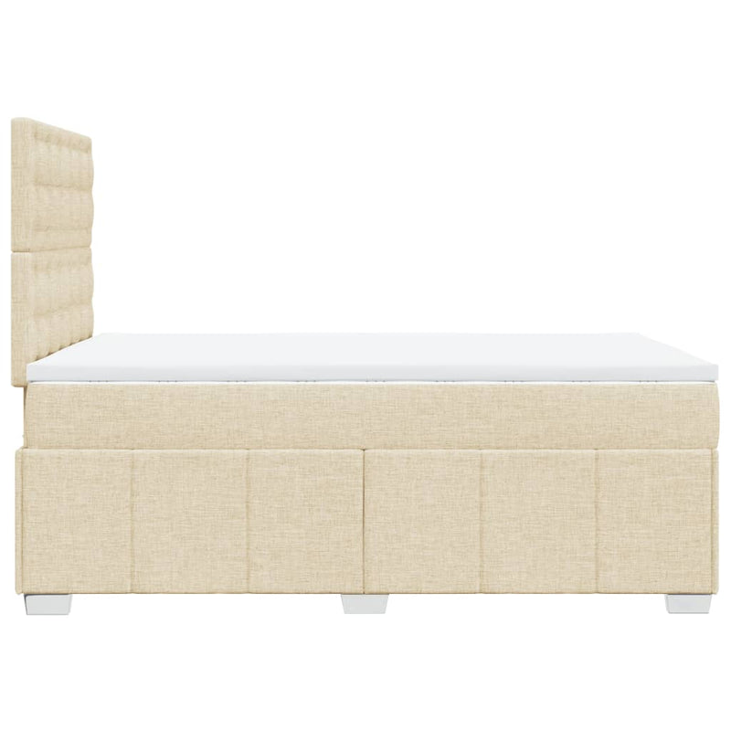 Pat box spring cu saltea, crem, 120x200 cm, textil