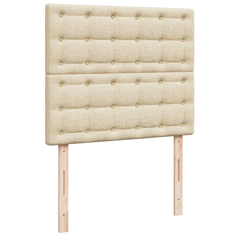 Pat box spring cu saltea, crem, 120x200 cm, textil