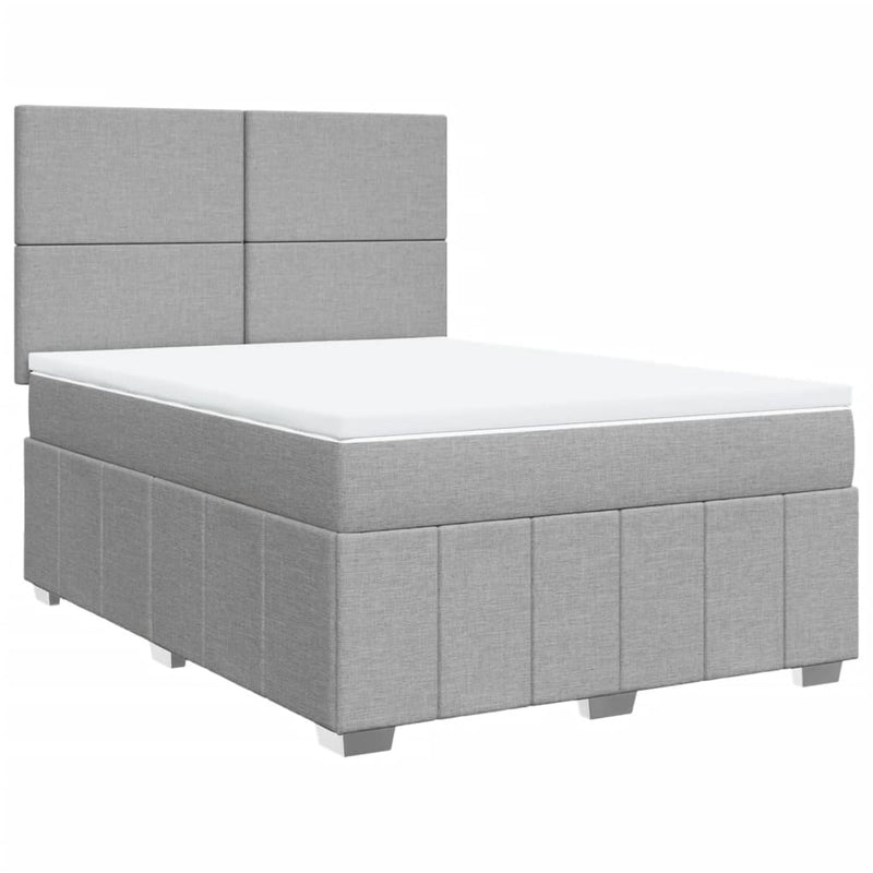Pat box spring cu saltea, gri deschis, 140x190 cm, textil