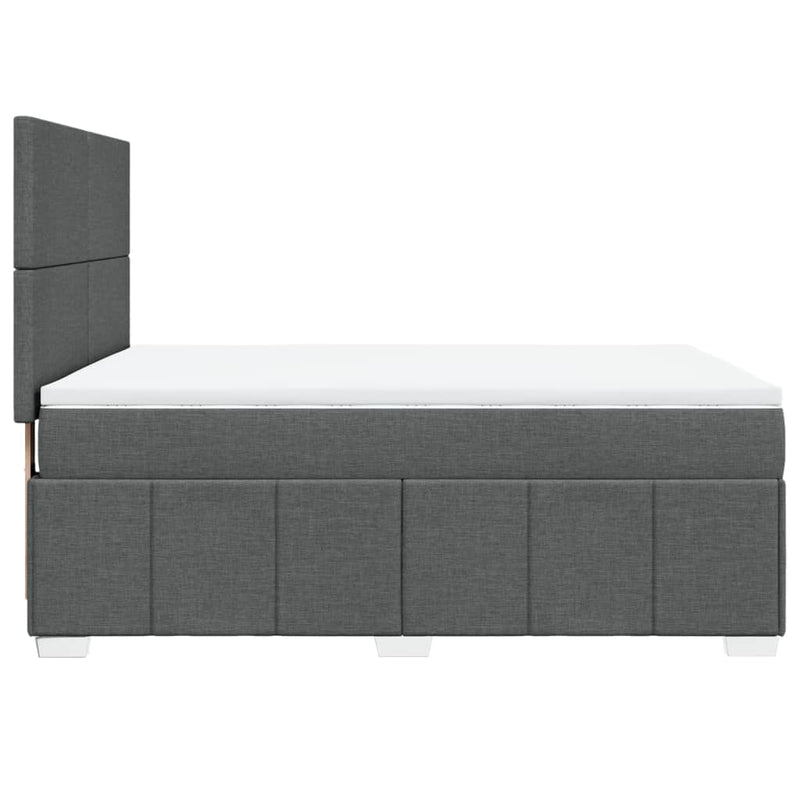 Pat box spring cu saltea, gri închis, 140x190 cm, textil