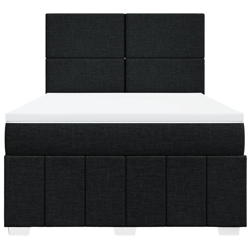 Pat box spring cu saltea, negru, 140x190 cm, textil