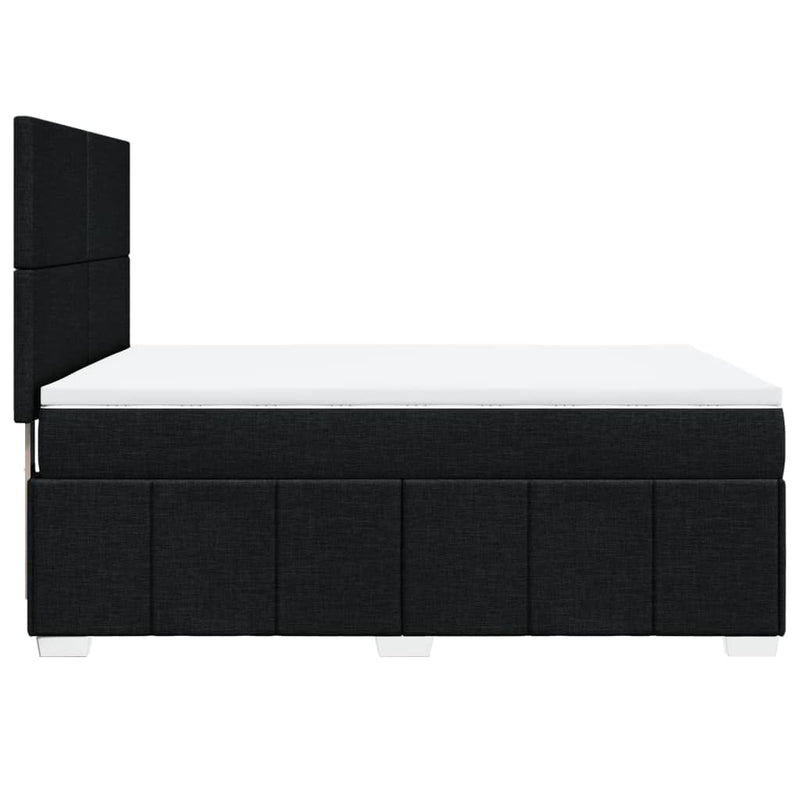 Pat box spring cu saltea, negru, 140x190 cm, textil