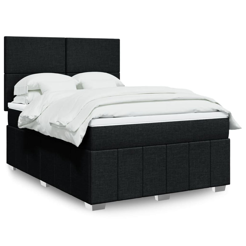 Pat box spring cu saltea, negru, 140x190 cm, textil