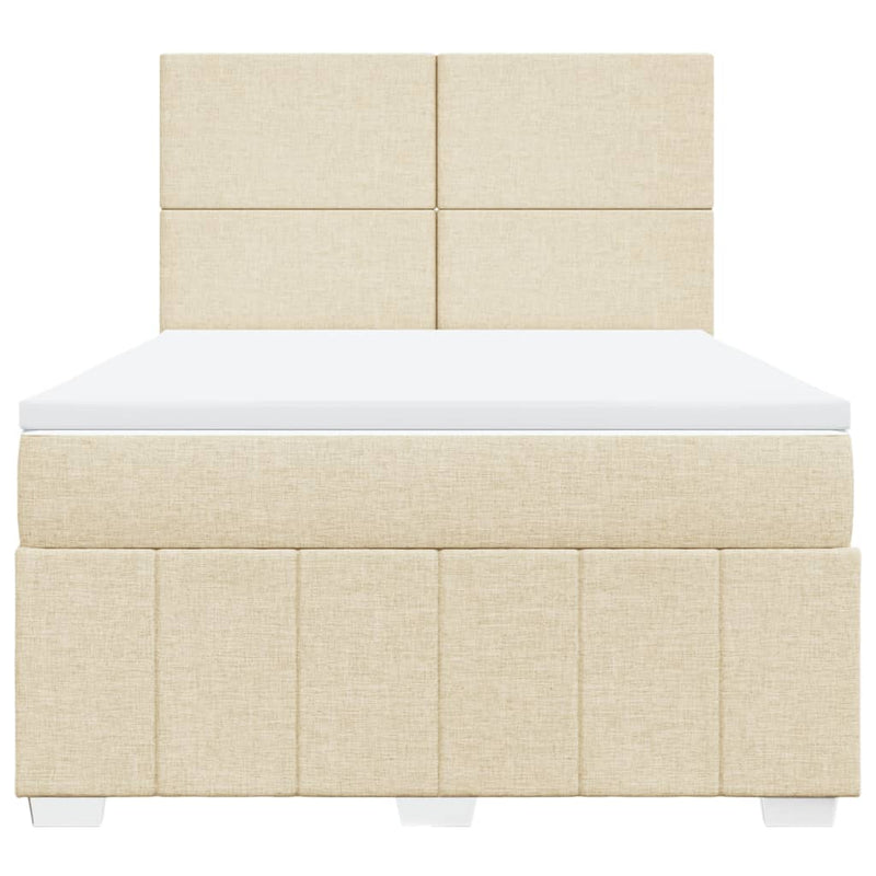 Pat box spring cu saltea, crem, 140x200 cm, textil
