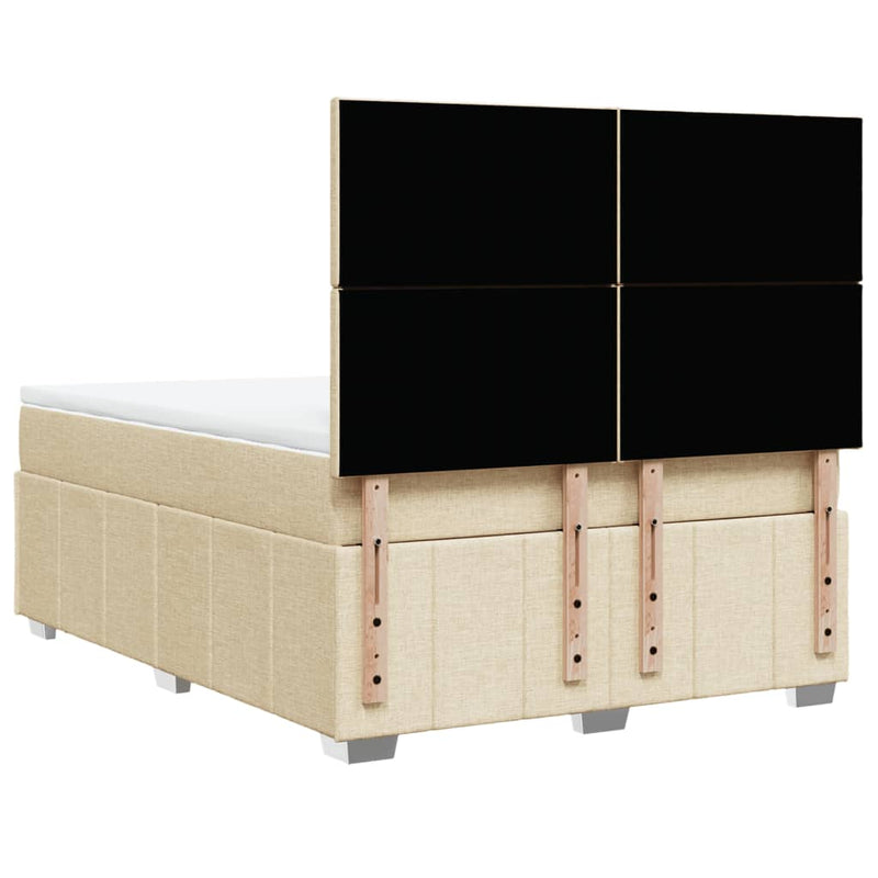 Pat box spring cu saltea, crem, 140x200 cm, textil