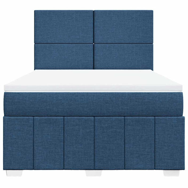 Pat box spring cu saltea, albastru, 140x200 cm, textil