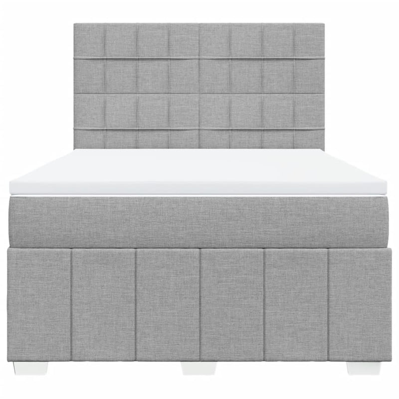 Pat box spring cu saltea, gri deschis, 140x190 cm, textil