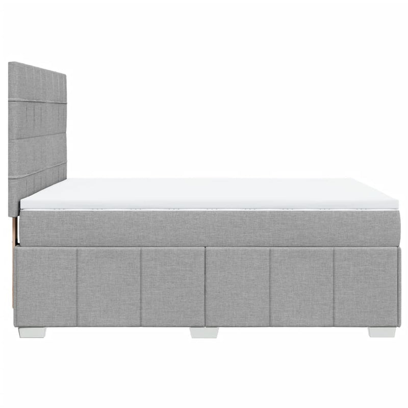 Pat box spring cu saltea, gri deschis, 140x190 cm, textil