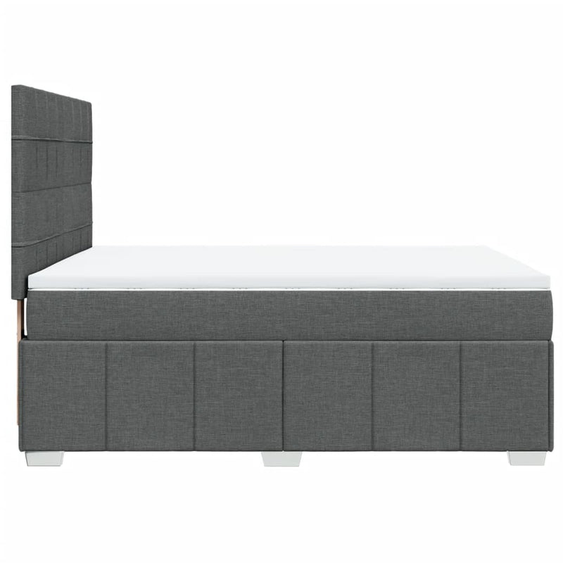 Pat box spring cu saltea, gri închis, 140x190 cm, textil