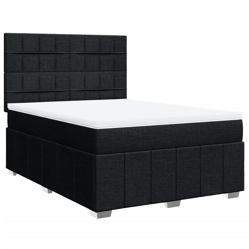 Pat box spring cu saltea, negru, 140x190 cm, textil