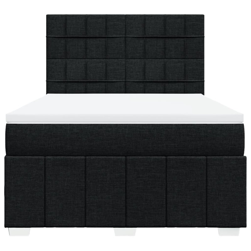 Pat box spring cu saltea, negru, 140x190 cm, textil