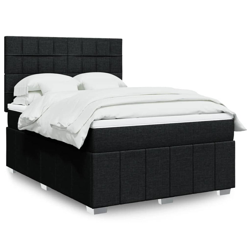 Pat box spring cu saltea, negru, 140x190 cm, textil