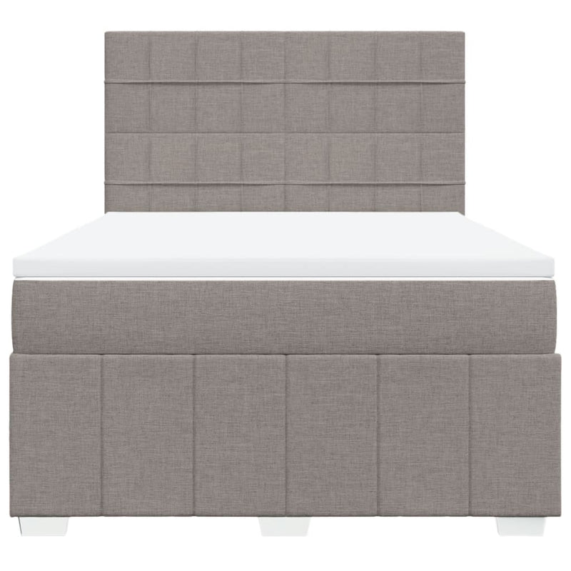 Pat box spring cu saltea, gri taupe, 140x200 cm, textil