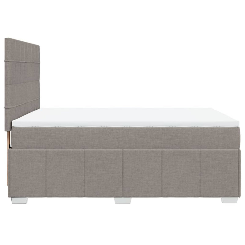 Pat box spring cu saltea, gri taupe, 140x200 cm, textil