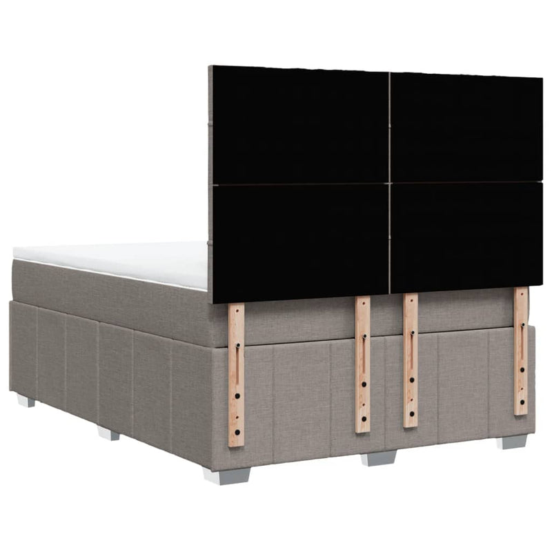 Pat box spring cu saltea, gri taupe, 140x200 cm, textil