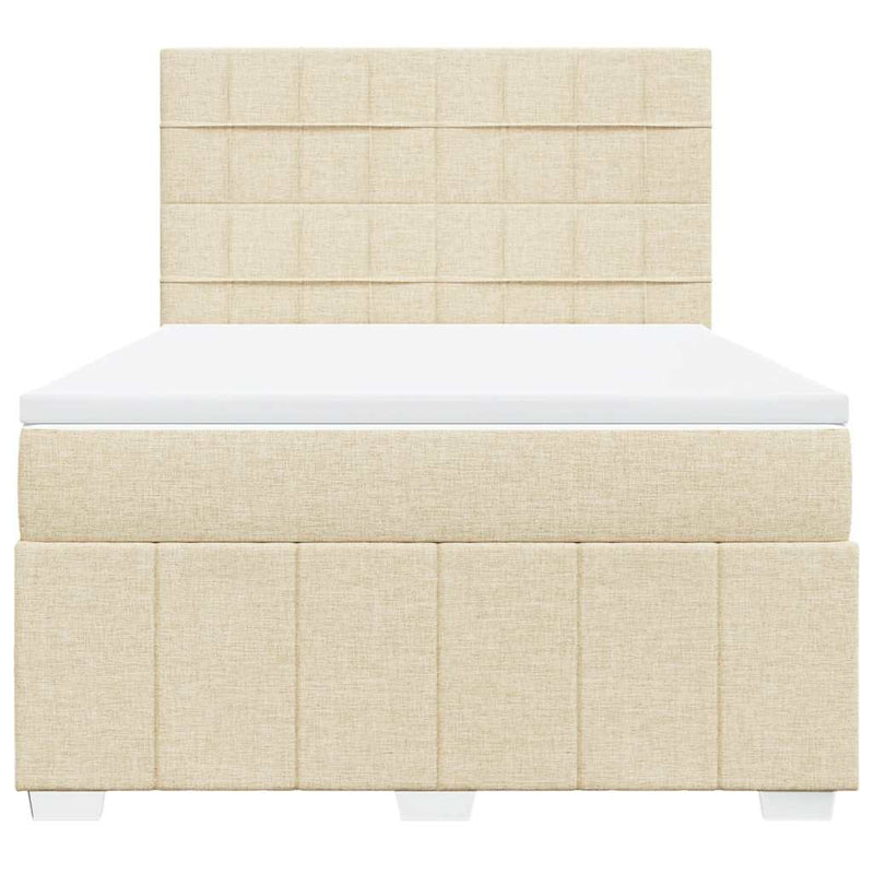 Pat box spring cu saltea, crem, 140x200 cm, textil