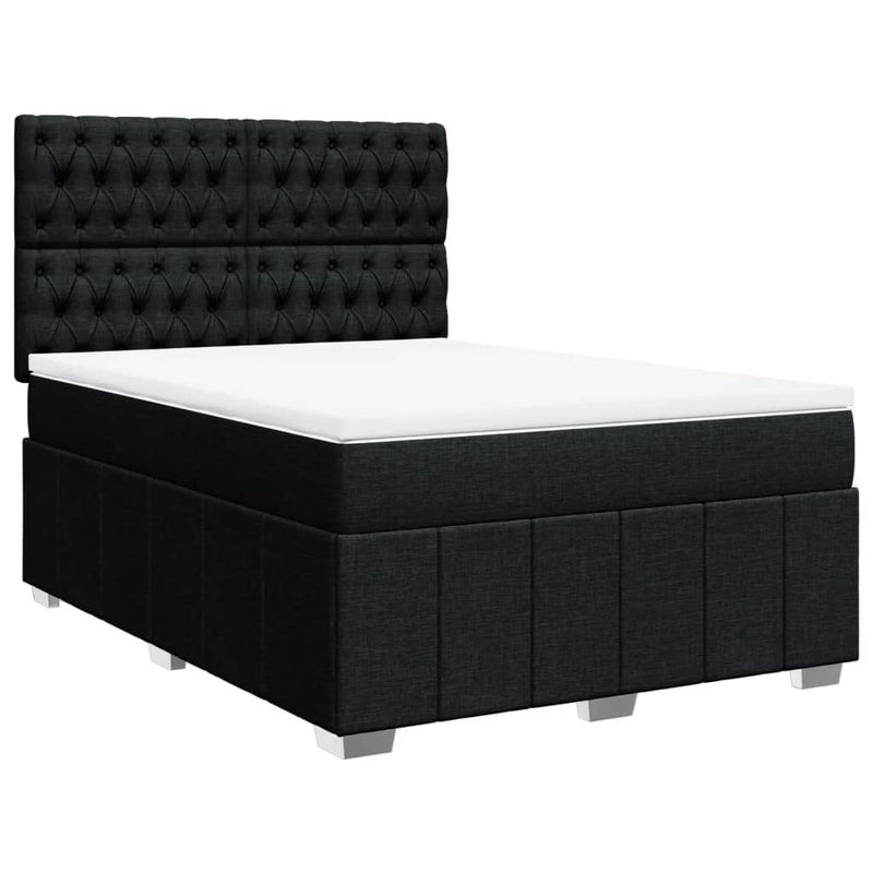Pat box spring cu saltea, negru, 140x190 cm, textil