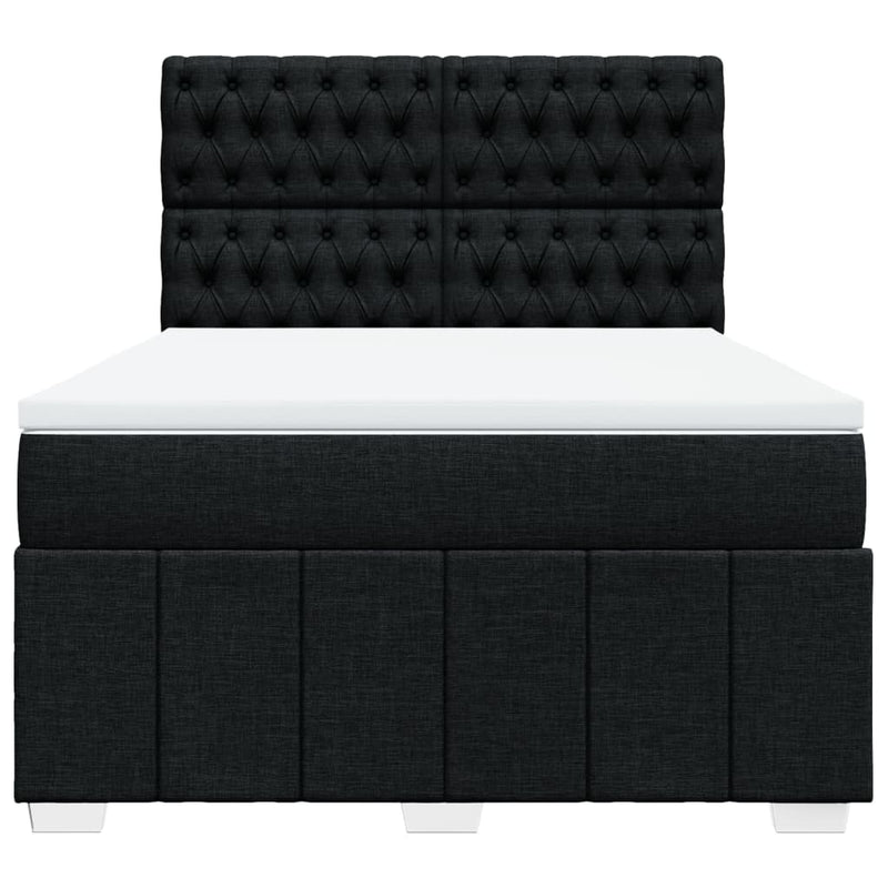 Pat box spring cu saltea, negru, 140x190 cm, textil