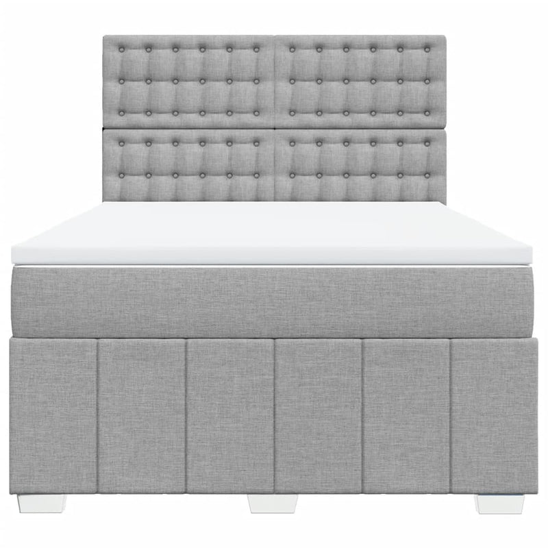 Pat box spring cu saltea, gri deschis, 140x190 cm, textil