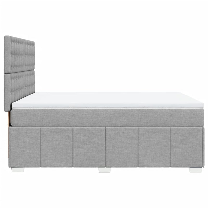 Pat box spring cu saltea, gri deschis, 140x190 cm, textil