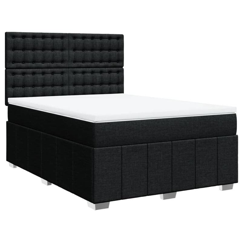 Pat box spring cu saltea, negru, 140x190 cm, textil