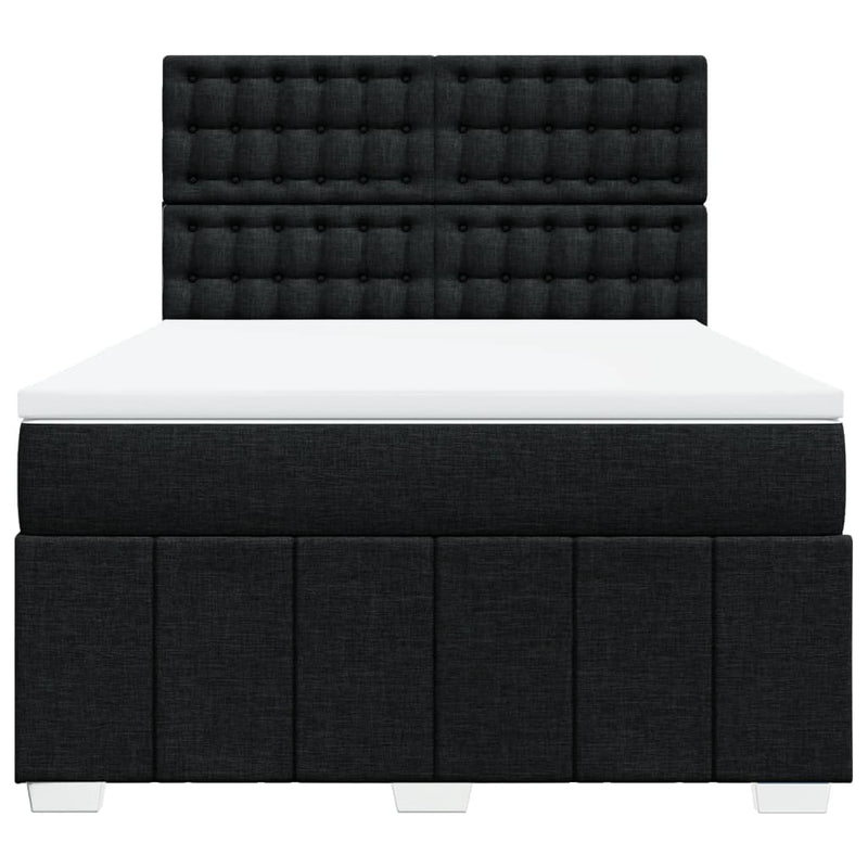 Pat box spring cu saltea, negru, 140x190 cm, textil