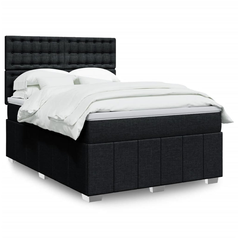 Pat box spring cu saltea, negru, 140x190 cm, textil