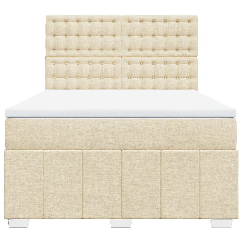Pat box spring cu saltea, crem, 140x200 cm, textil