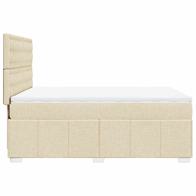 Pat box spring cu saltea, crem, 140x200 cm, textil