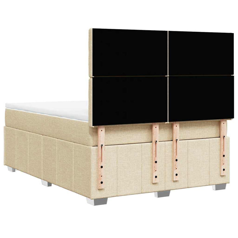 Pat box spring cu saltea, crem, 140x200 cm, textil