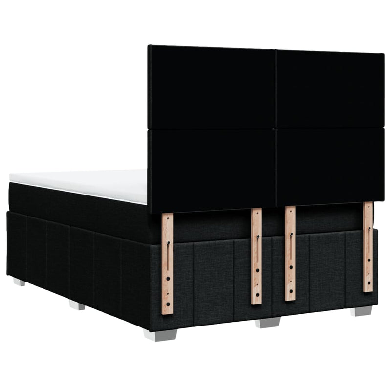 Pat box spring cu saltea, negru, 140x200 cm, textil