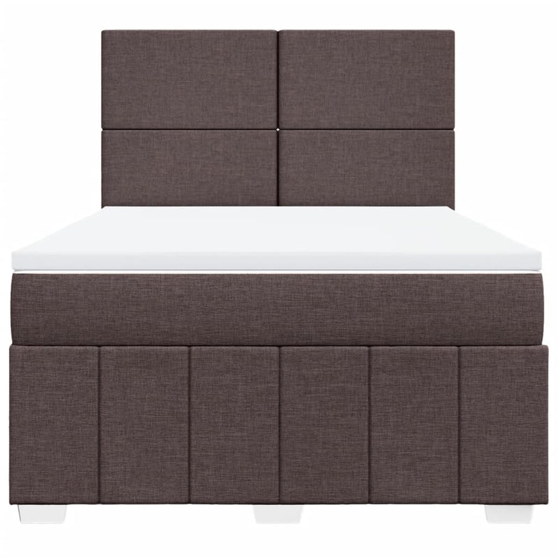 Pat continental cu saltea, maro închis, 140x200 cm, textil