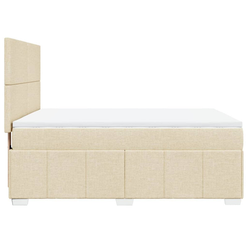 Pat continental cu saltea, crem, 140x200 cm, material textil