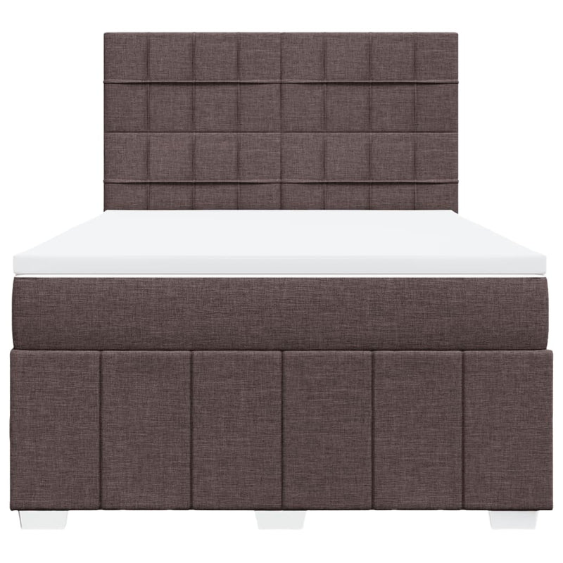 Pat continental cu saltea, maro închis, 140x200 cm, textil
