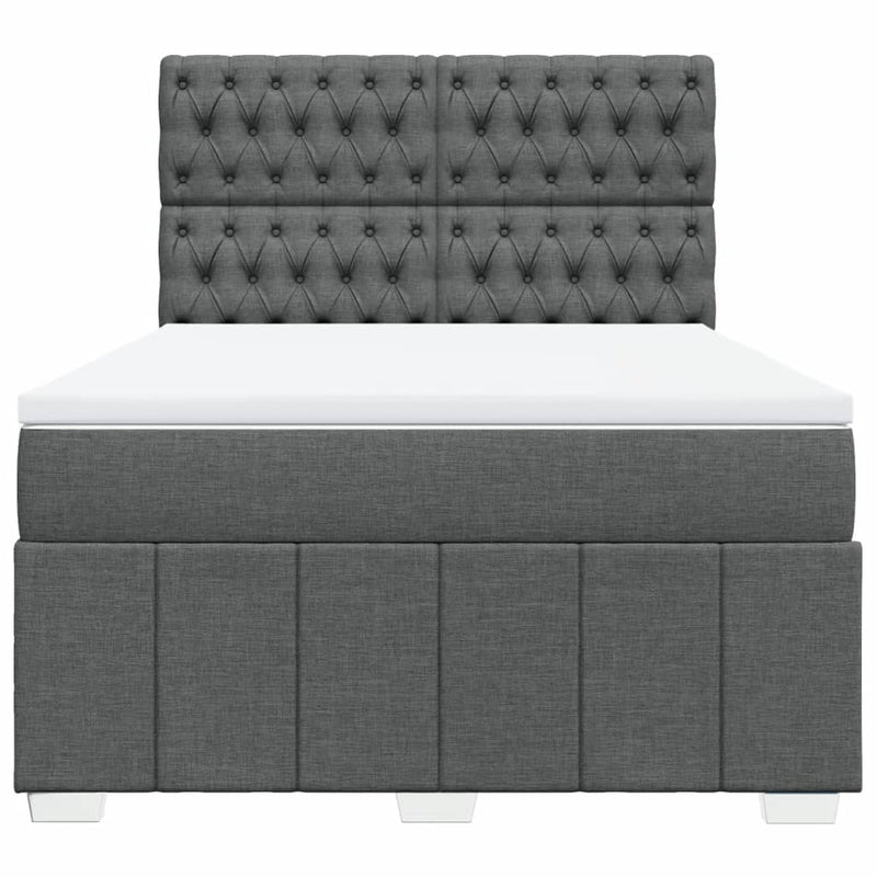 Pat box spring cu saltea, gri închis, 140x200 cm, textil