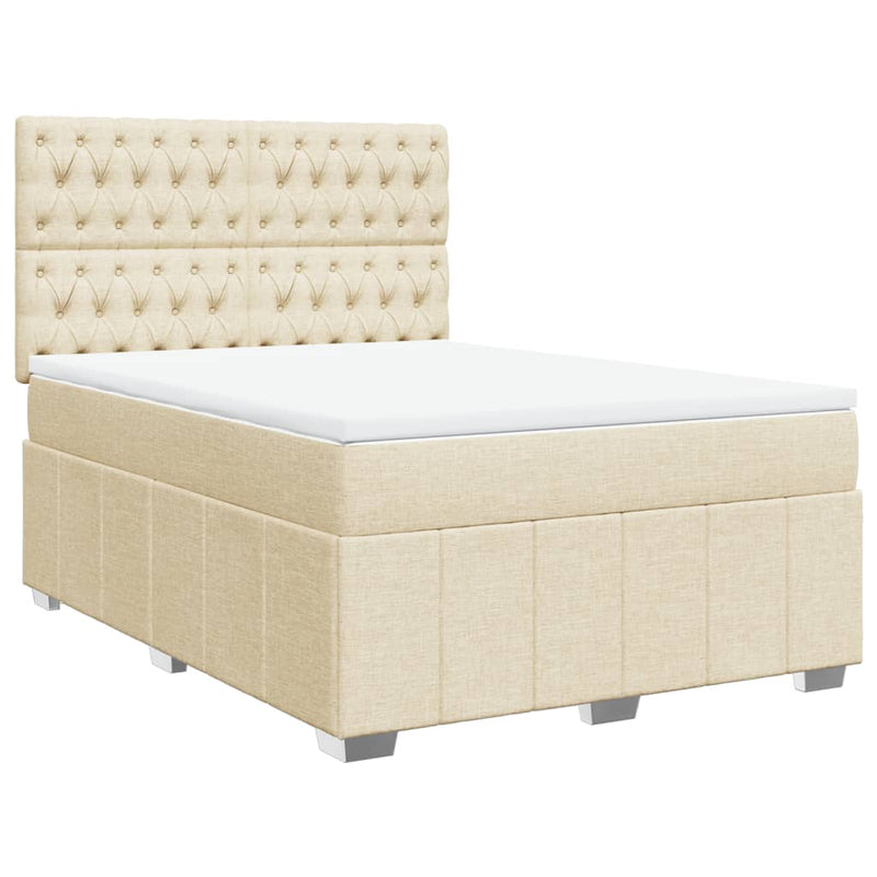 Pat continental cu saltea, crem, 140x200 cm, material textil