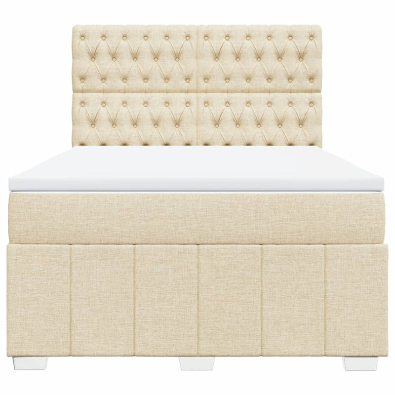 Pat continental cu saltea, crem, 140x200 cm, material textil