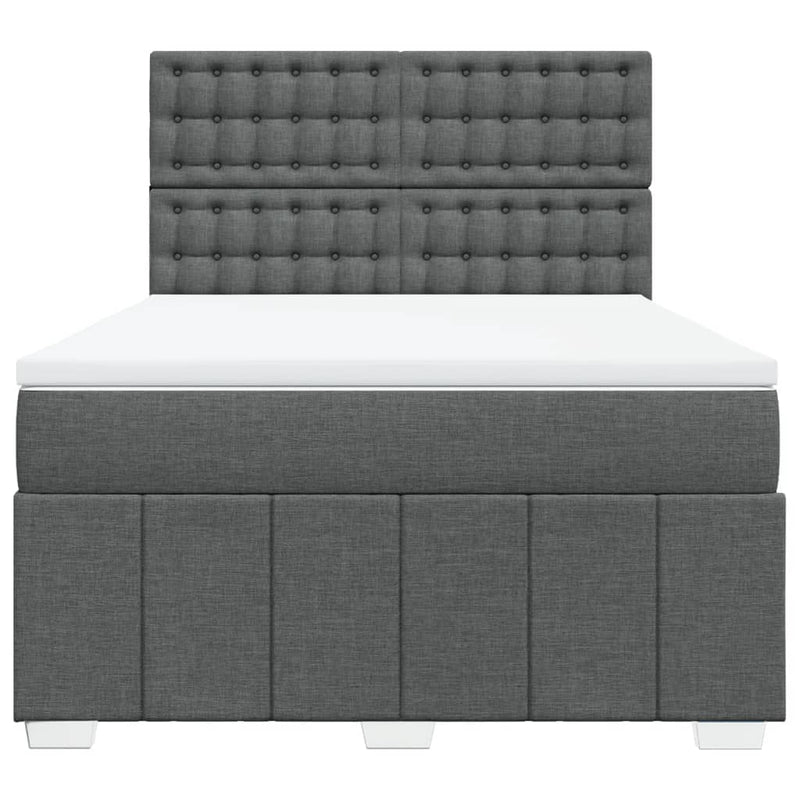 Pat box spring cu saltea, gri închis, 140x200 cm, textil