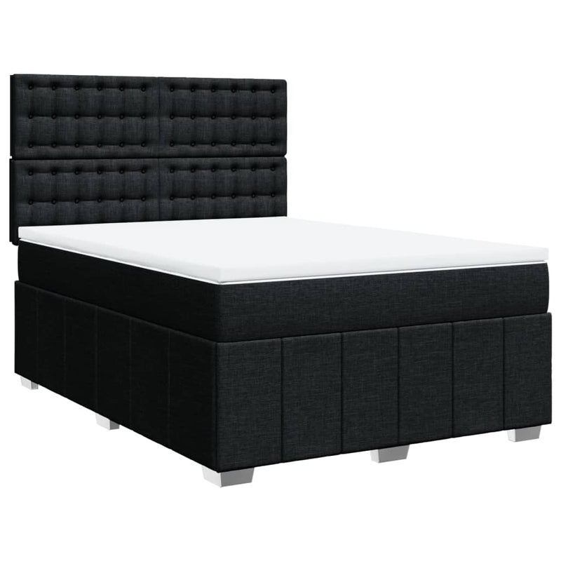 Pat box spring cu saltea, negru, 140x200 cm, textil