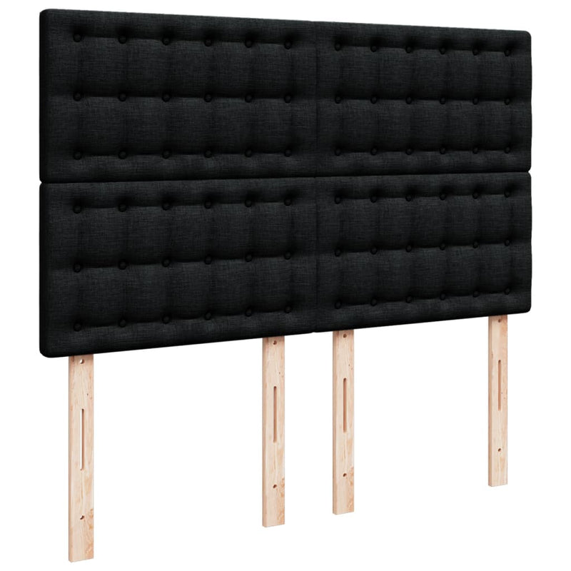Pat box spring cu saltea, negru, 140x200 cm, textil