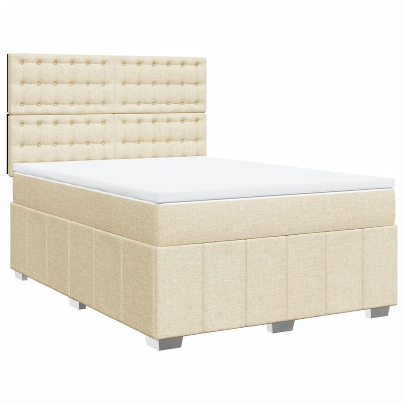 Pat continental cu saltea, crem, 140x200 cm, material textil