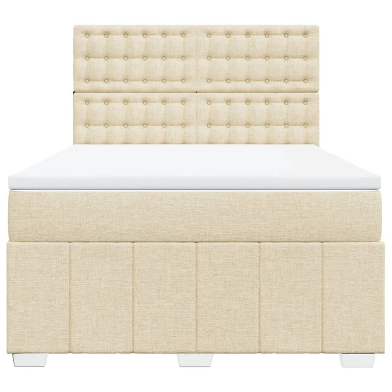Pat continental cu saltea, crem, 140x200 cm, material textil