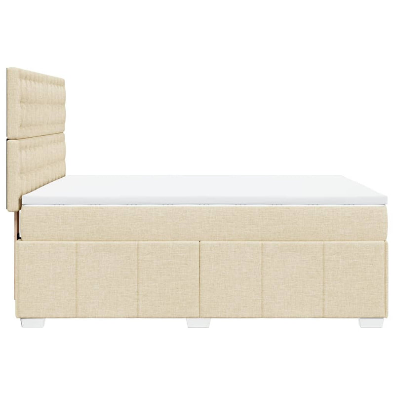 Pat continental cu saltea, crem, 140x200 cm, material textil