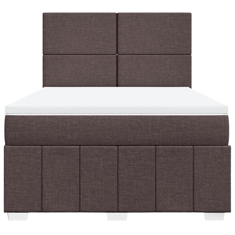 Pat box spring cu saltea, maro închis, 160x200 cm, textil